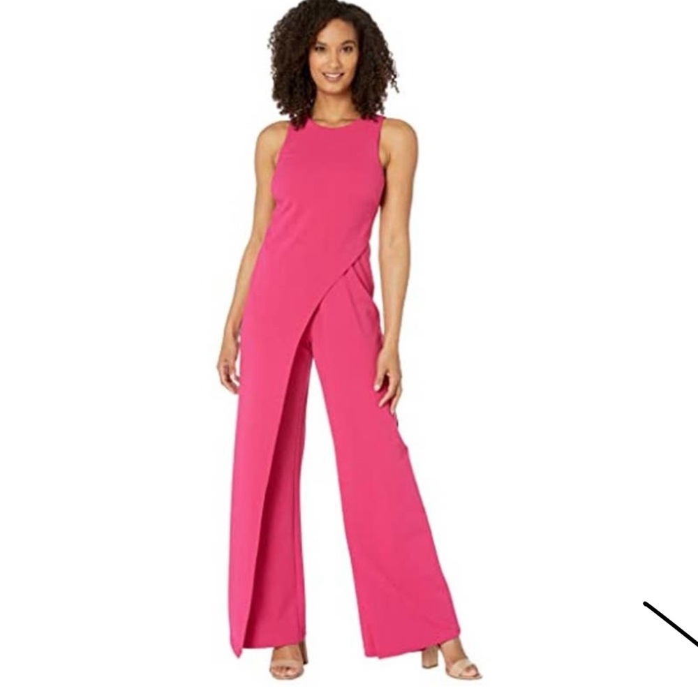 Adrianna Papell Crepe Jumpsuit Layered Skirt Overlay Semi Formal Womens Size 4/6